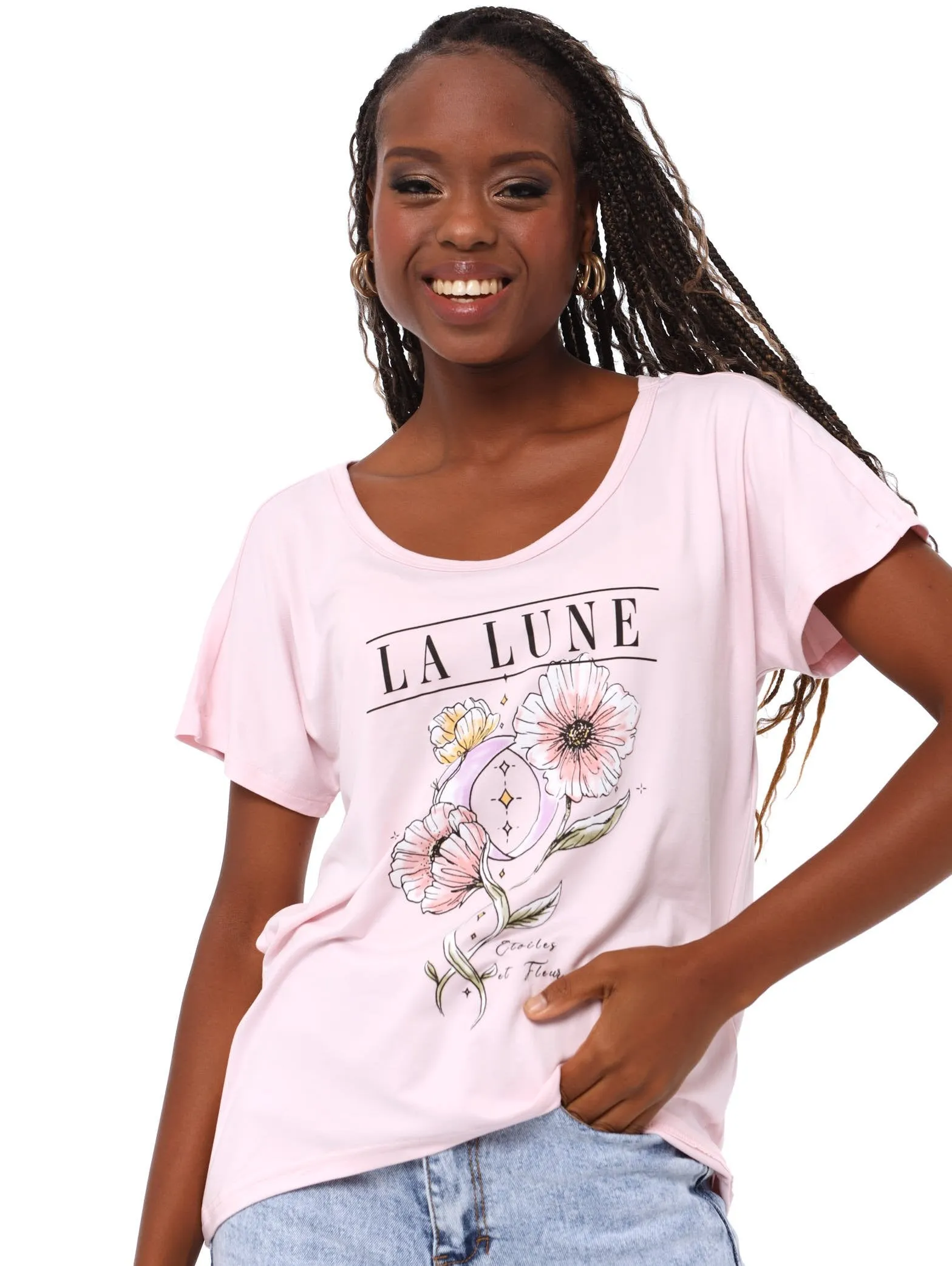 Ladies Hilo La Lune Floral Tee - Light Pink sold by Edgars