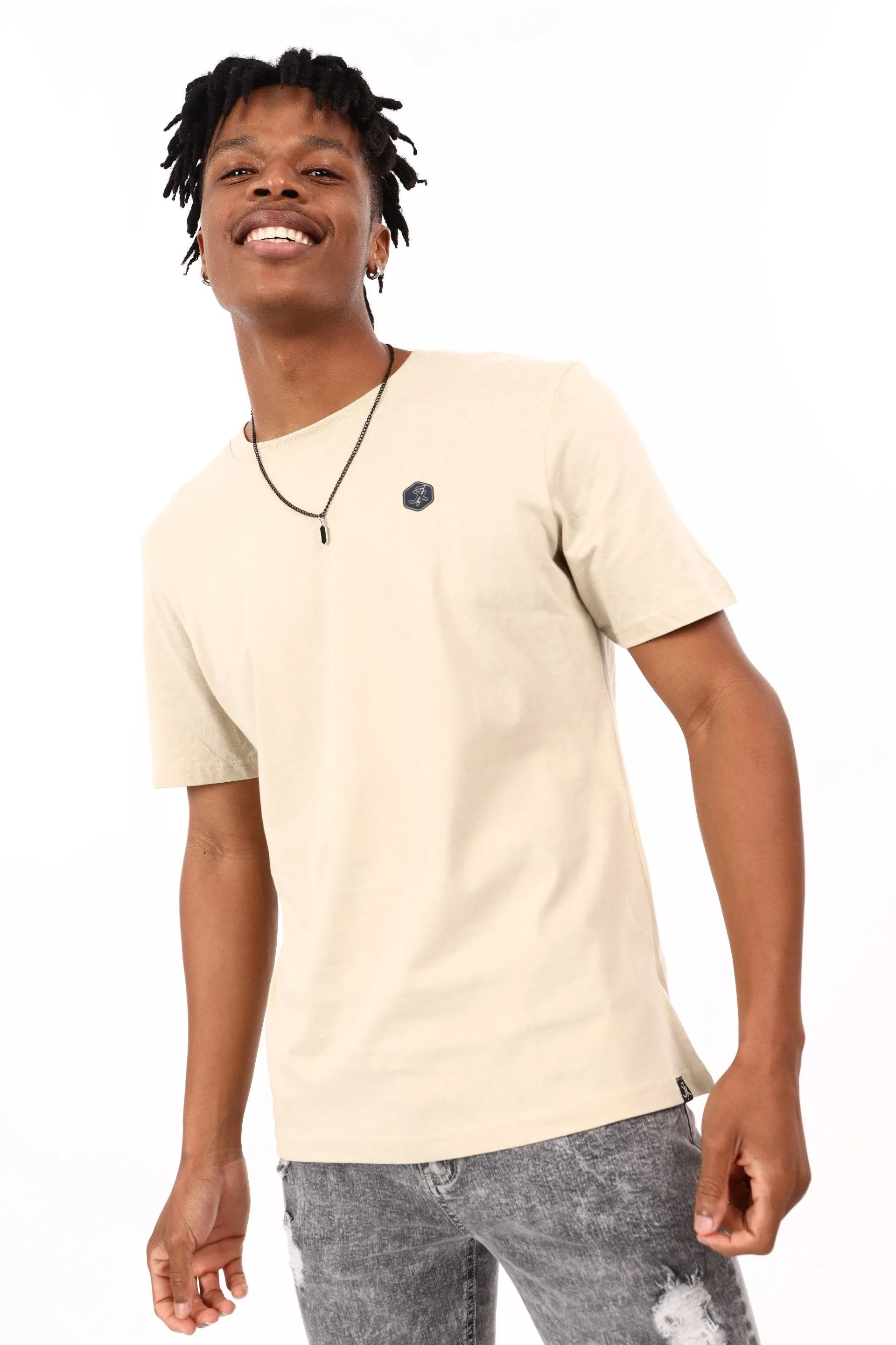 Men's Basic Crew Tee - Light Stone sold by Edgars