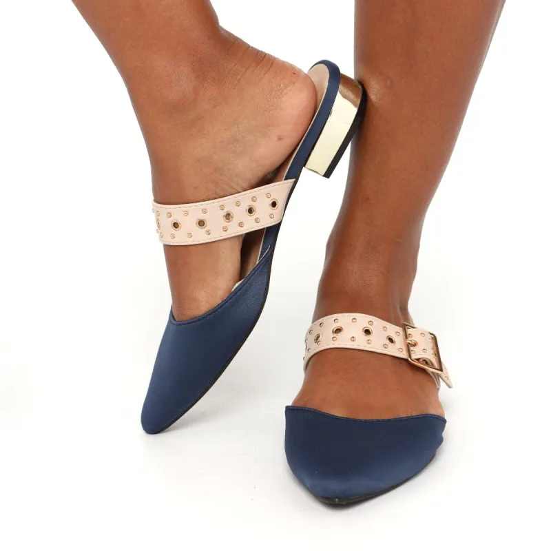 Ladies Pump On Metal Heel - Navy sold by Edgars