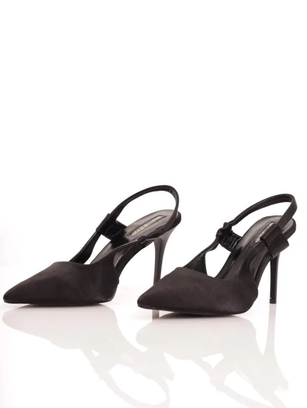 Ladies High Stiletto Pointy Heel With Back Strap - Black sold by Edgars