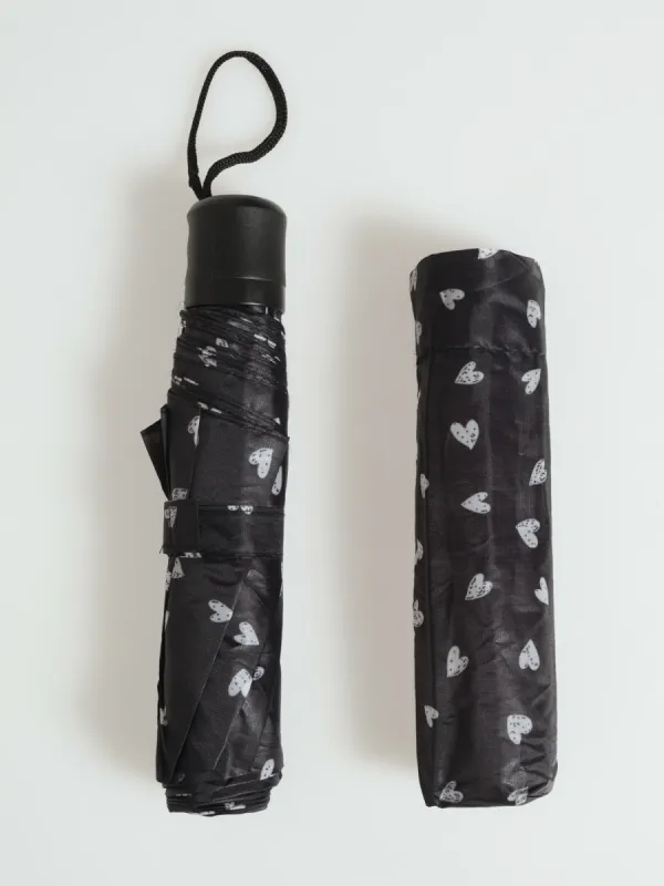 New Heart Printed Umbrella - Black/White sold by Edgars