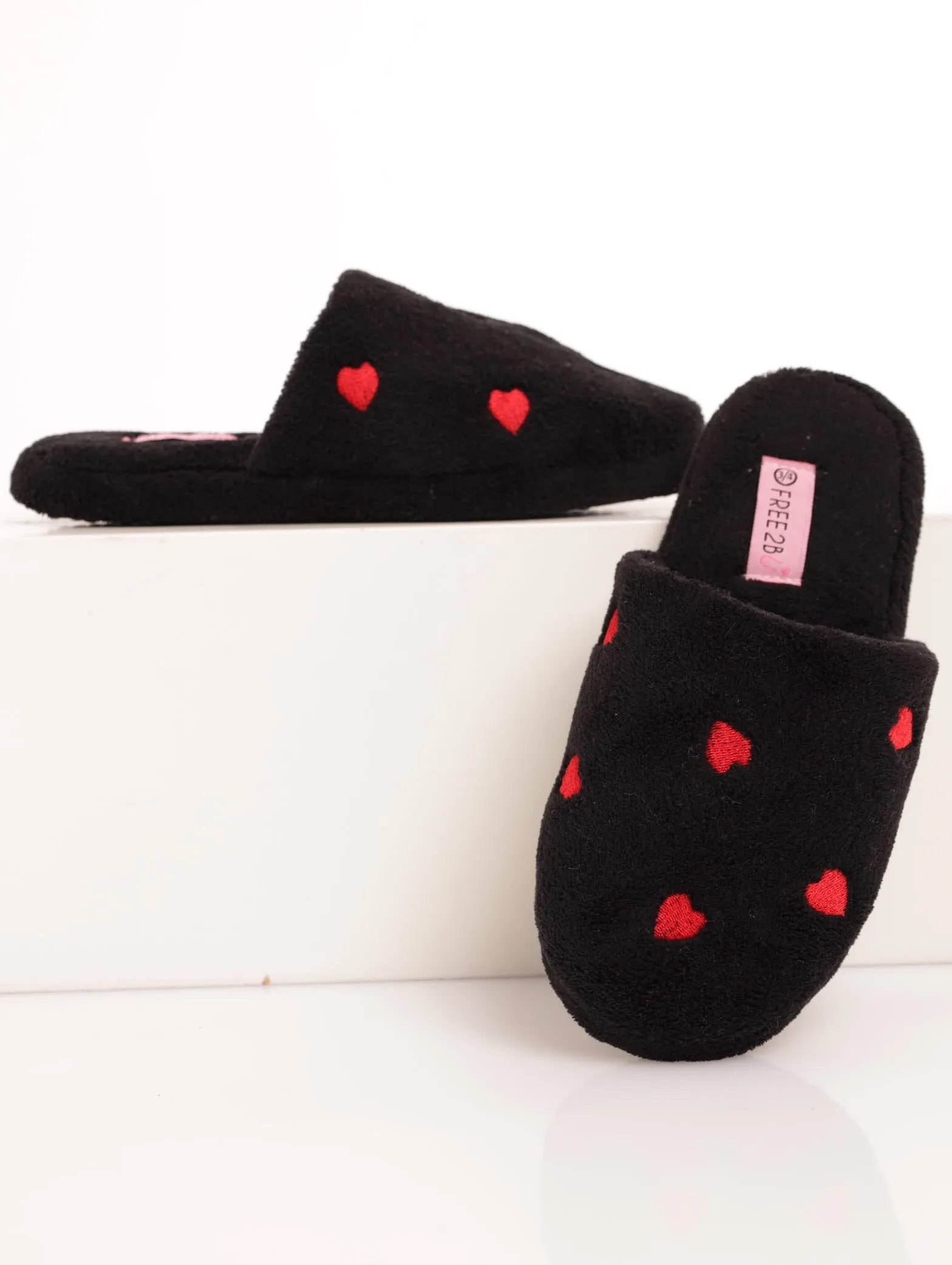 Ladies Closed Toe Heart Slipper - Black sold by Edgars