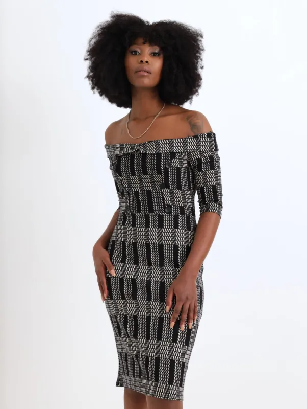 Ladies Button Front Detail Dress - Check sold by Edgars
