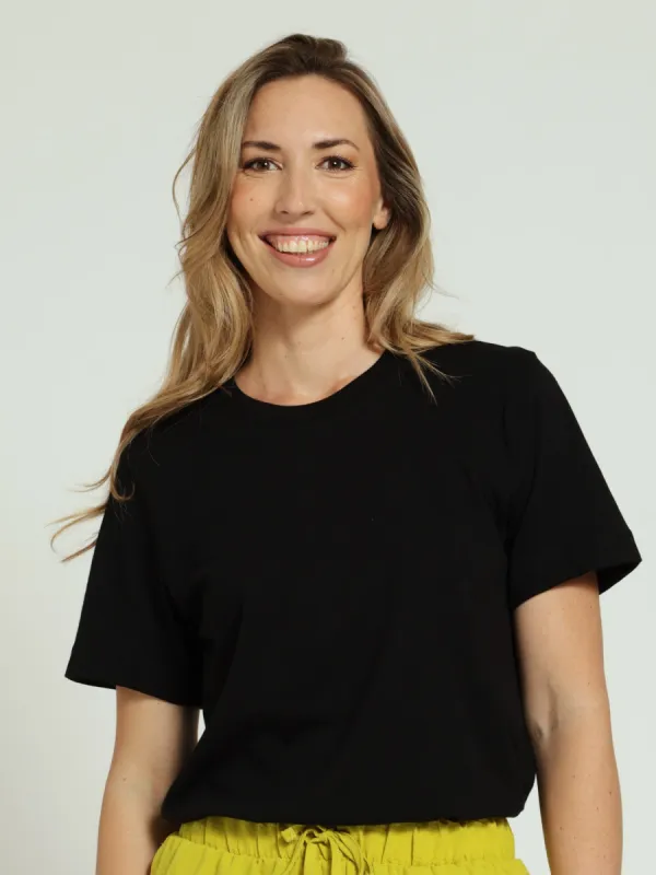 Cotton Boxy Tee With Rib Neck - Black sold by Edgars