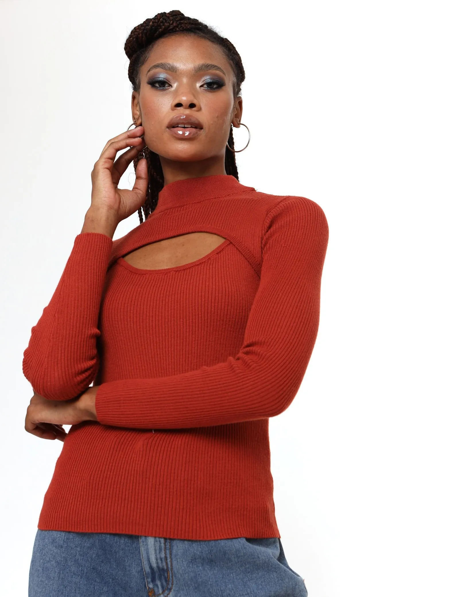 Ladies Turtle Cut Out Top - Rust sold by Edgars