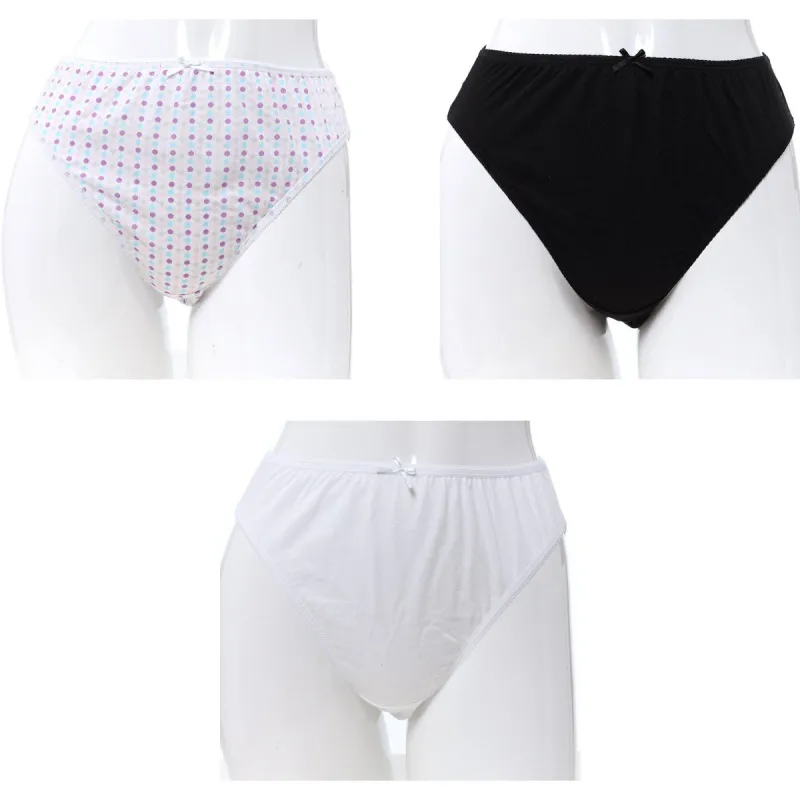 Ladies 5 Pack Cotton Hi-Cut Pany  - White/Black sold by Edgars