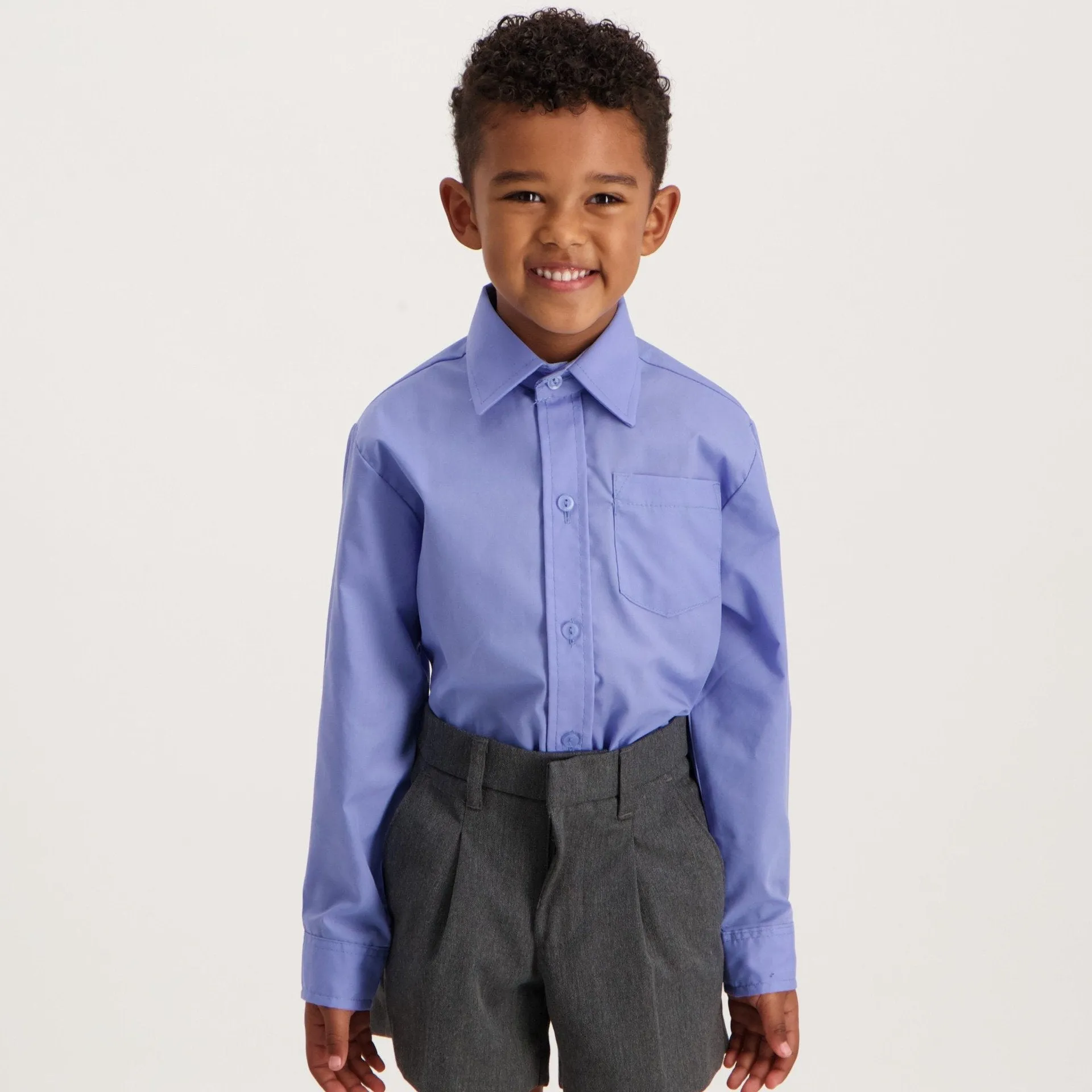 Boys Long Sleeve Regular School Shirt - Blue sold by Edgars