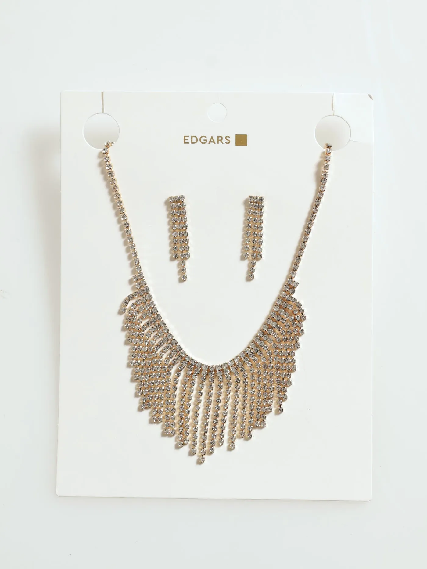 2 Pack Jewelled Tassel Earring & Necklace - Gold sold by Edgars