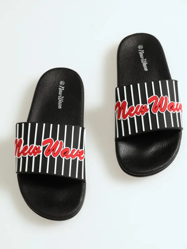 Boys Rubber Vamp Slide - Black/Red made by Edgars