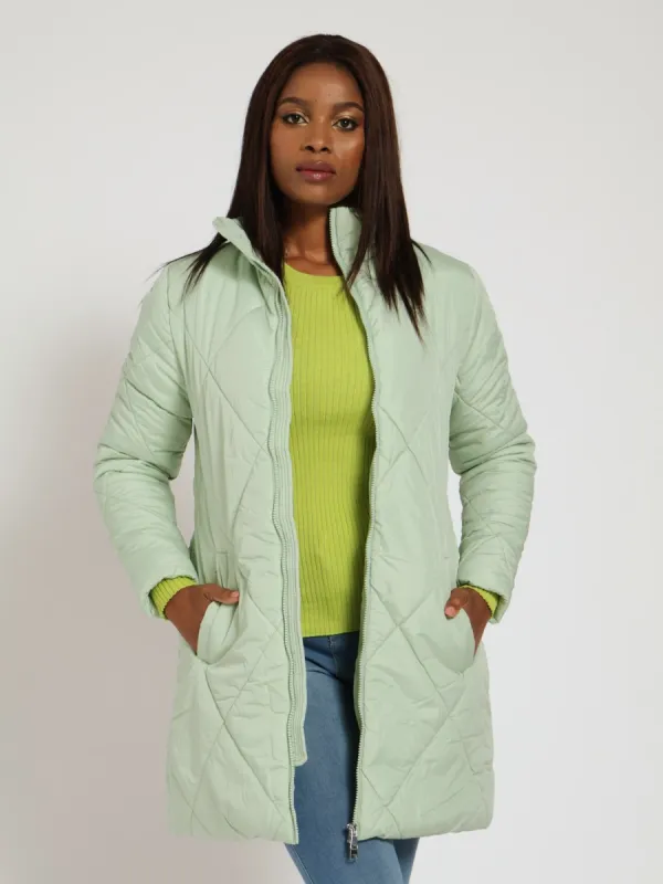 ダウンジャケット・コート Moncler Green Quilted Jacket In Nylon Moncler Dark Green Quilted Nylon Zip Front Down Jacket XXL