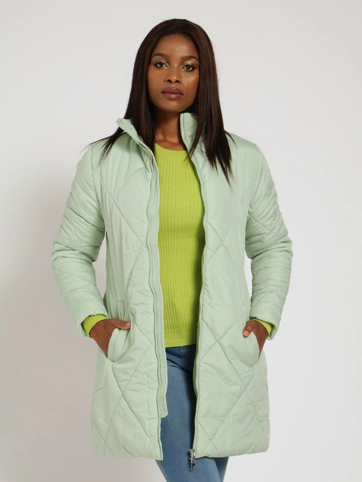 Quilted Puffer Jacket - Sage sold by Edgars