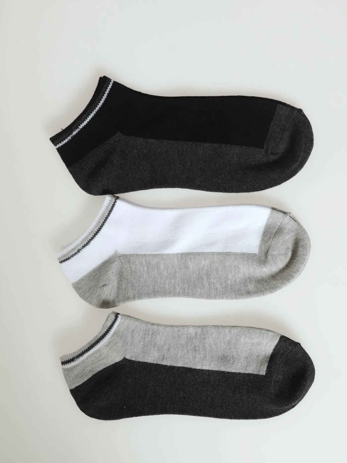3 Pack Fashion Lowcut Socks - Grey/Black/White sold by Edgars product image thumbnail 3