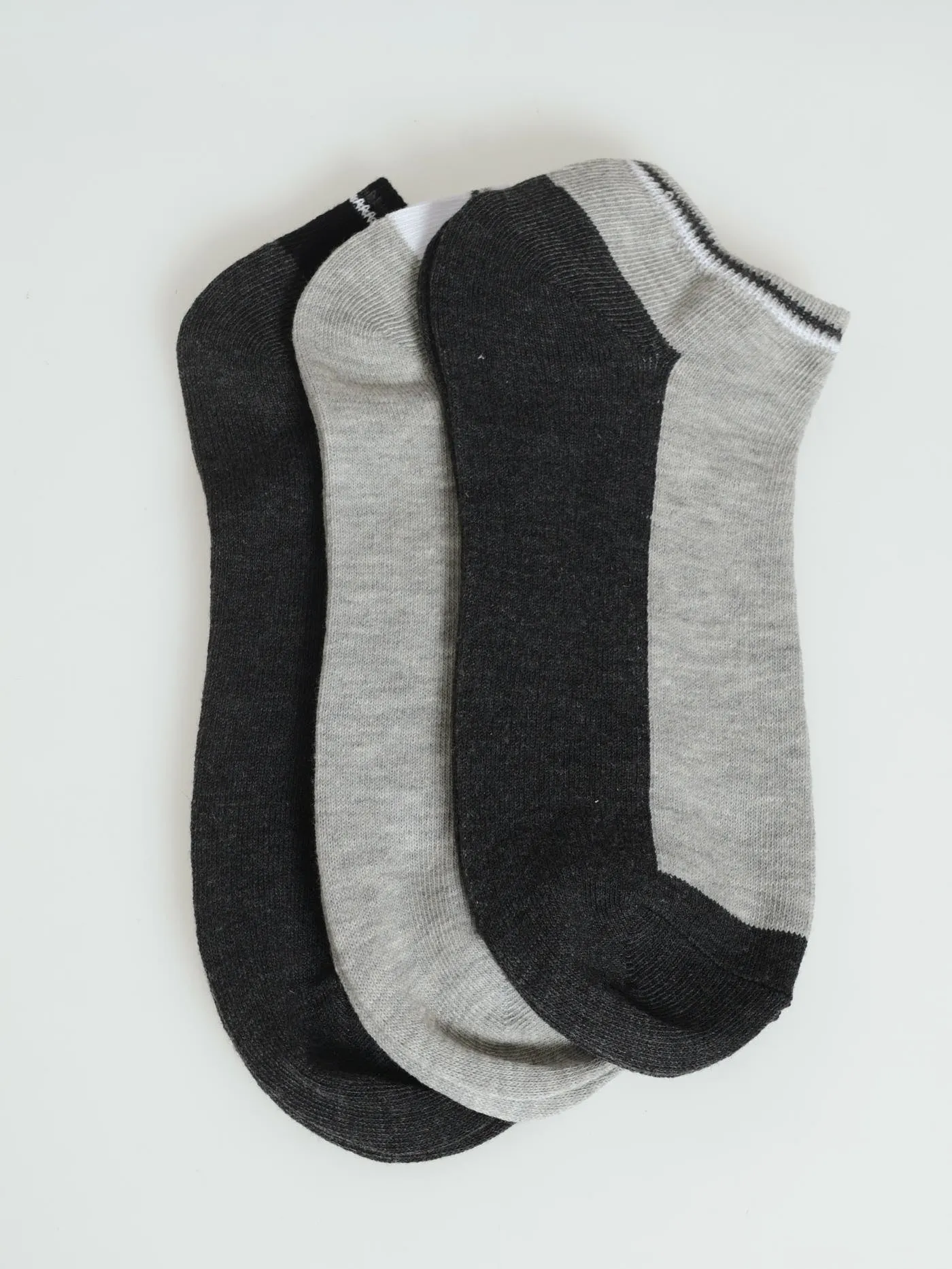 3 Pack Fashion Lowcut Socks - Grey/Black/White sold by Edgars