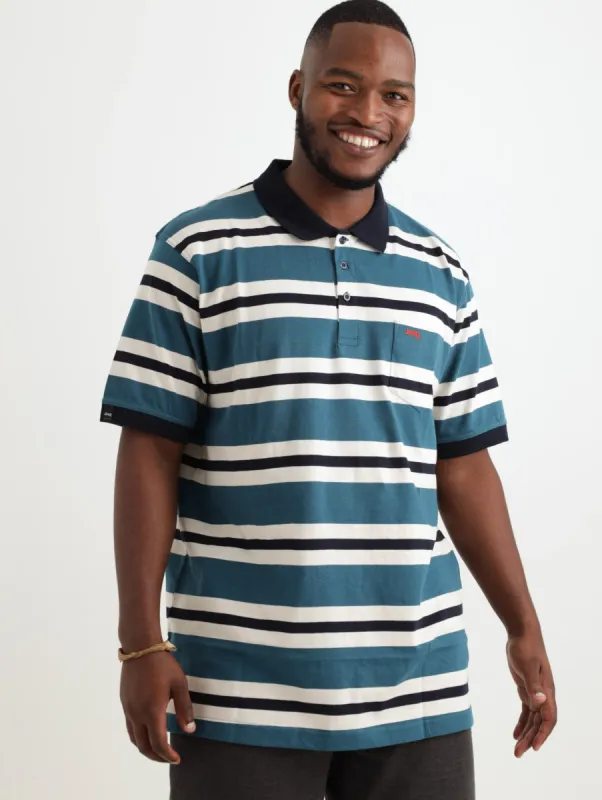 Men's Petrol Striped Golfer - Navy sold by Edgars