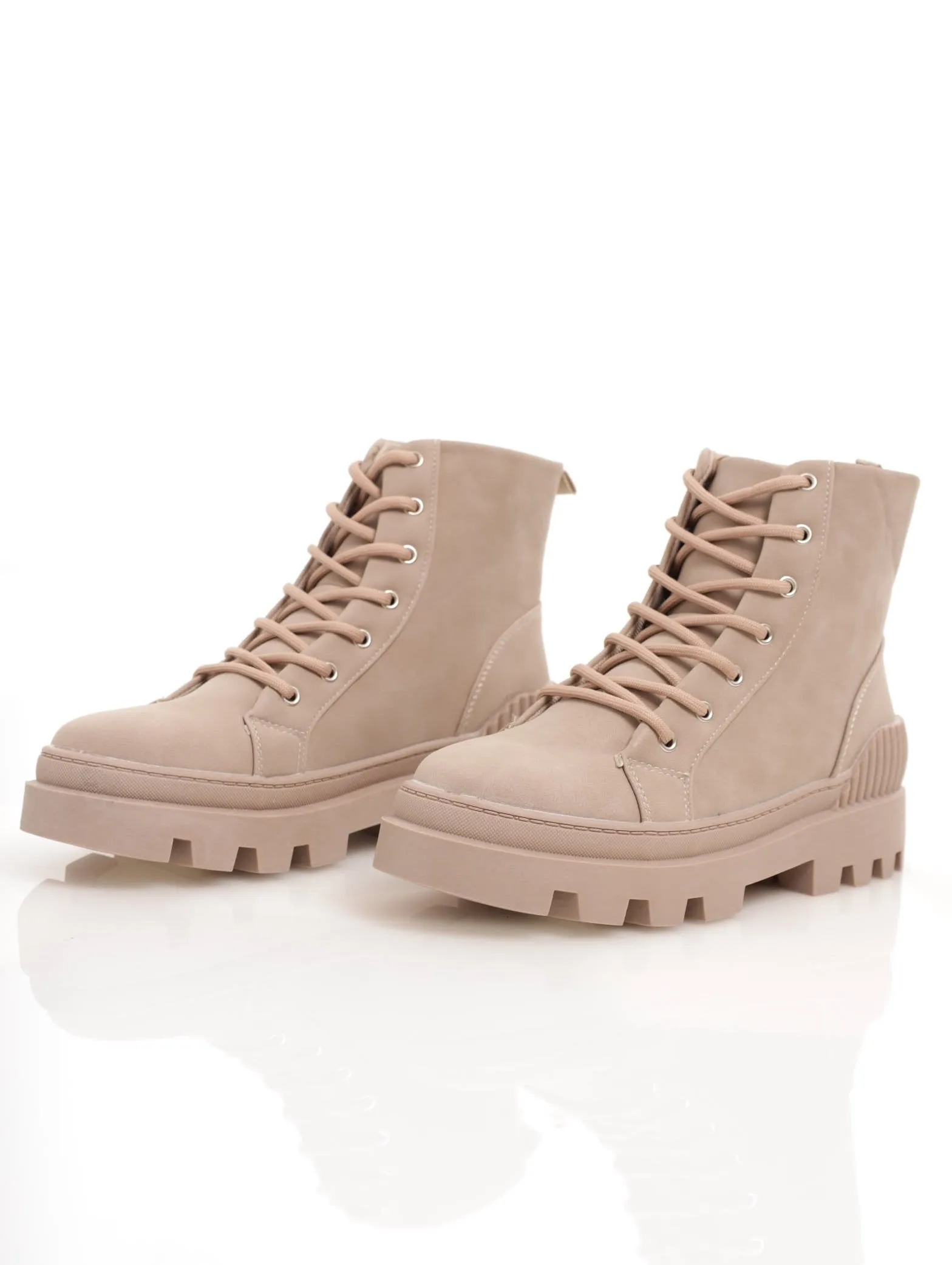 Ladies Chunky Cleated Military Boot - Taupe sold by Edgars