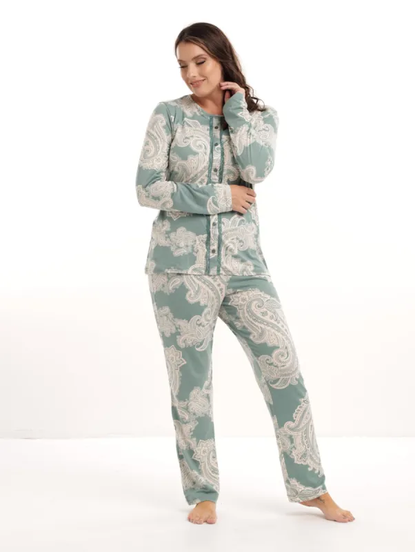 Ladies Classic Paisley Sleepwear Set - Green sold by Edgars