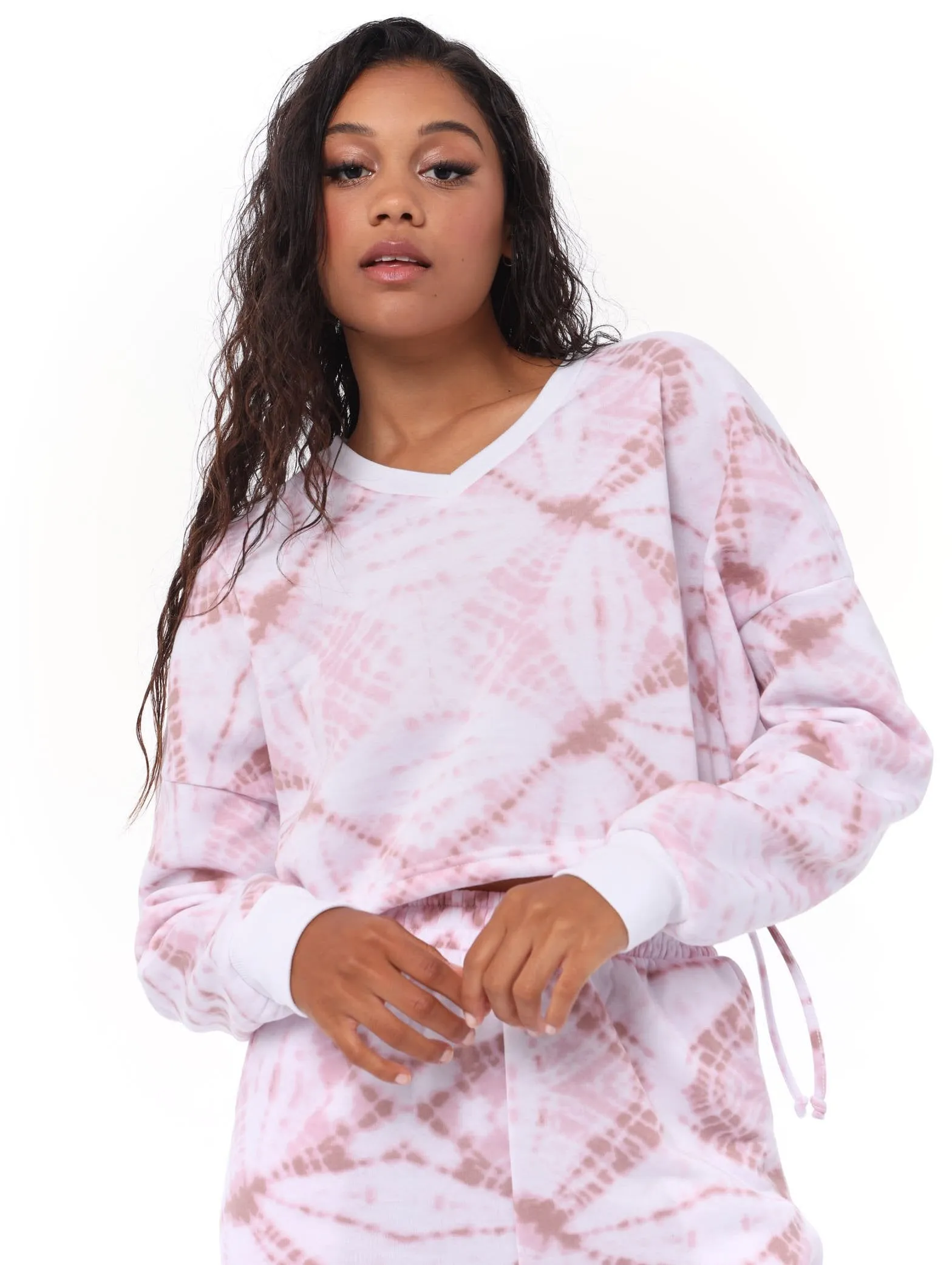 Ladies Rouch Side Tie Dye Active Top - Sand sold by Edgars