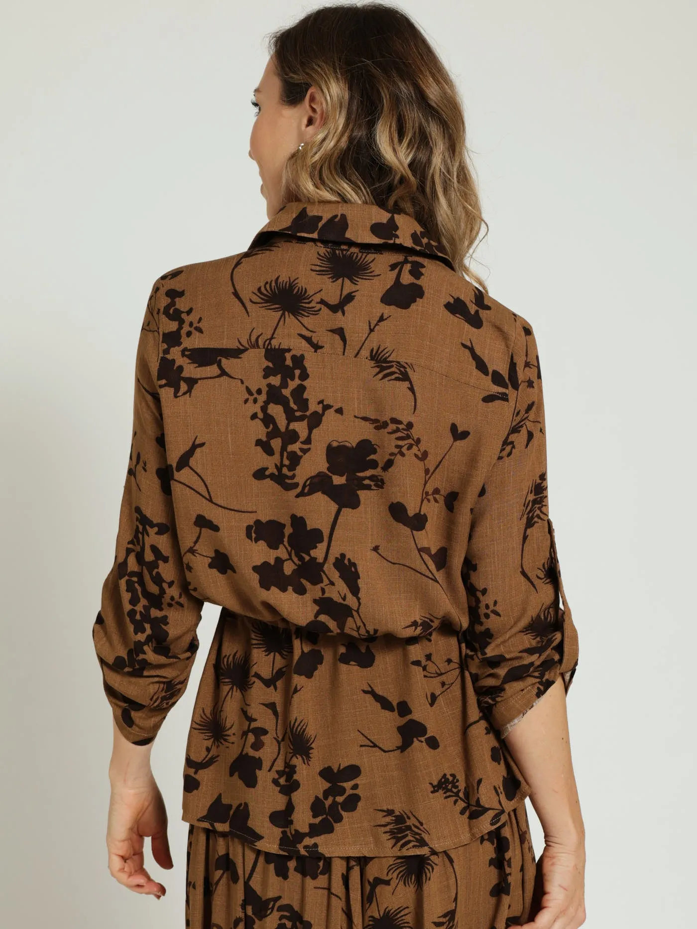 Tie Waist Button Down Shirt - Brown sold by Edgars product image thumbnail 3