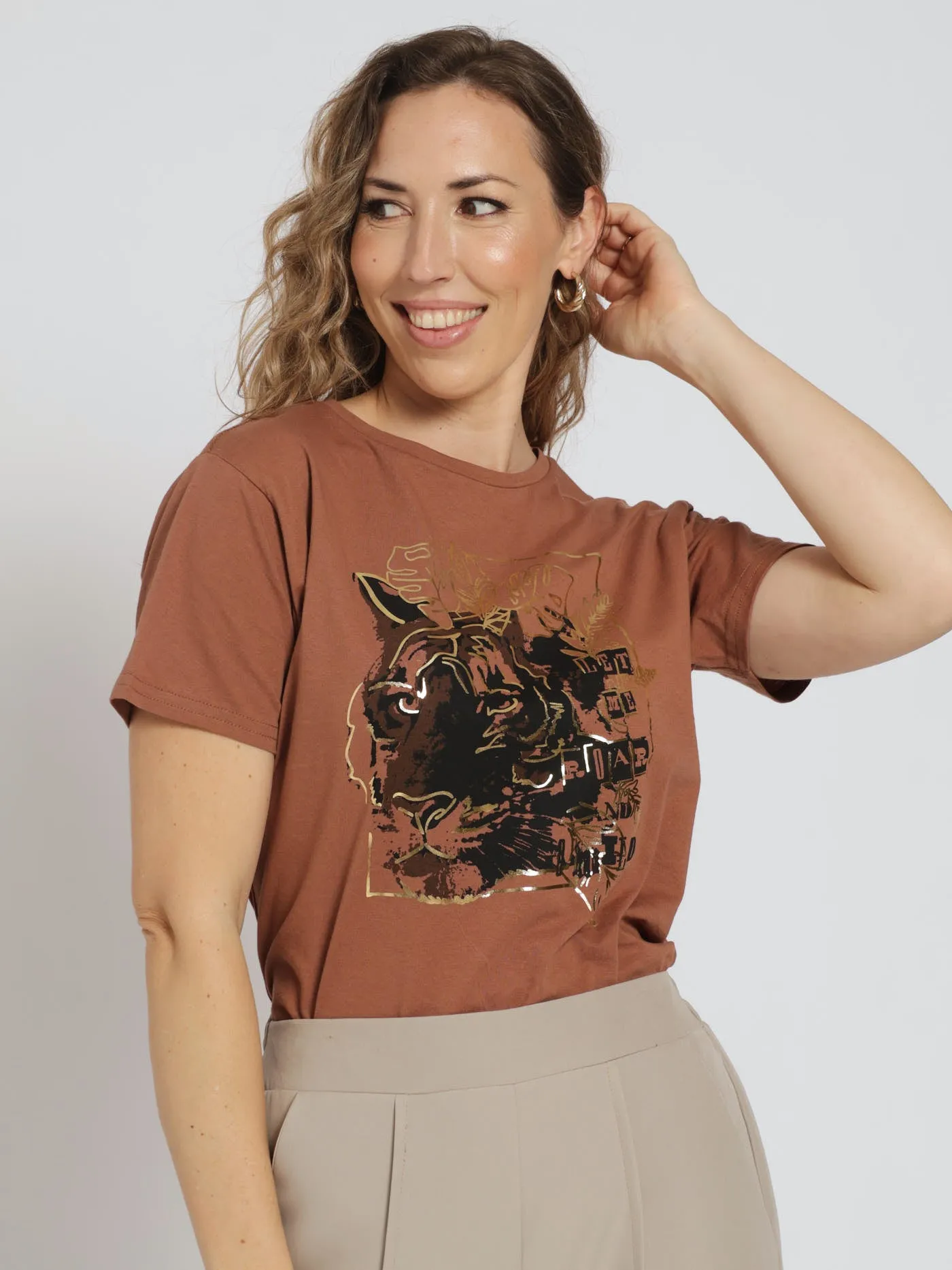 Tiger Face Regular Tee - Dark Caramel sold by Edgars