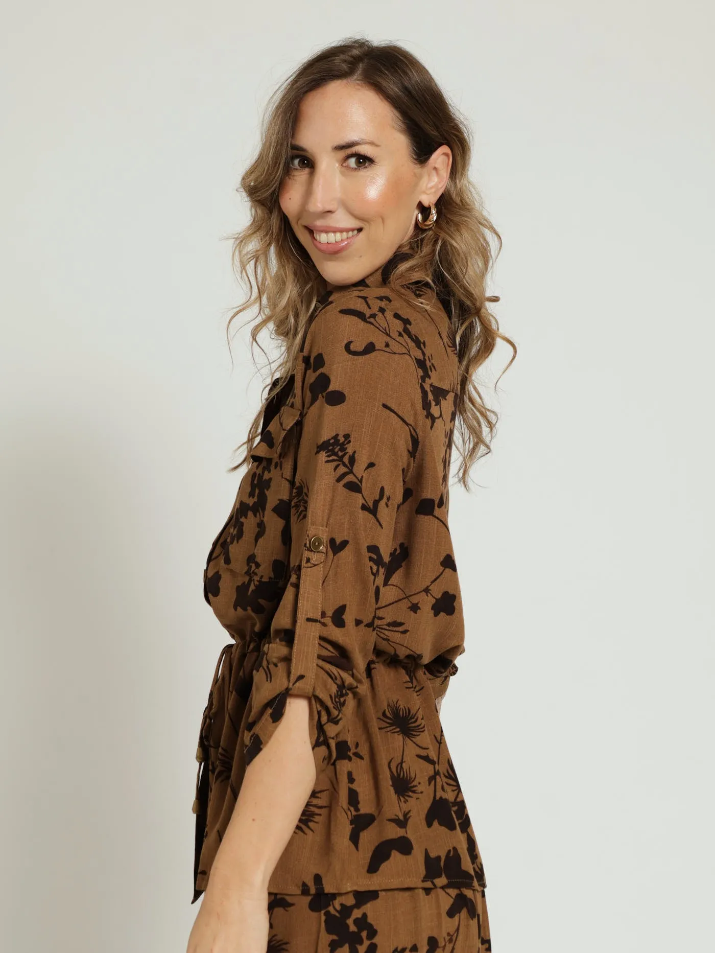 Tie Waist Button Down Shirt - Brown sold by Edgars product image thumbnail 2