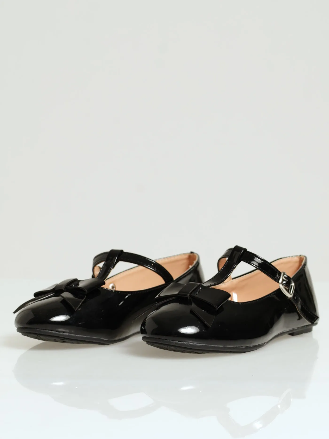 Girls Patent T-Bar Pump - Black sold by Edgars