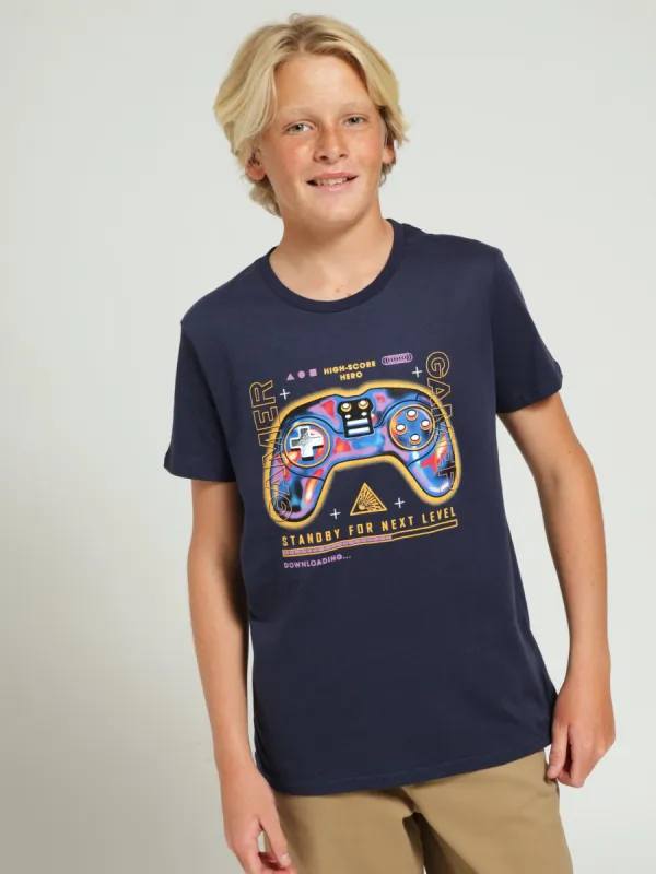 Boys Gamer Tee - Navy sold by Edgars