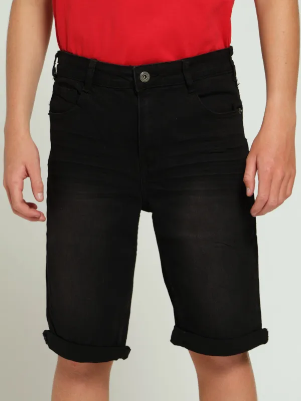 Boys Denim Walk Shorts - Black sold by Edgars