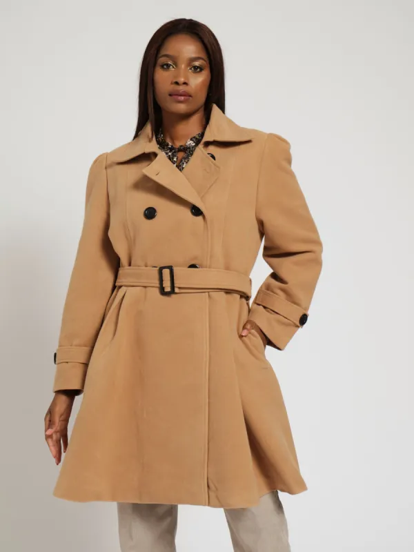 Double Breasted Flare Coat - Camel sold by Edgars