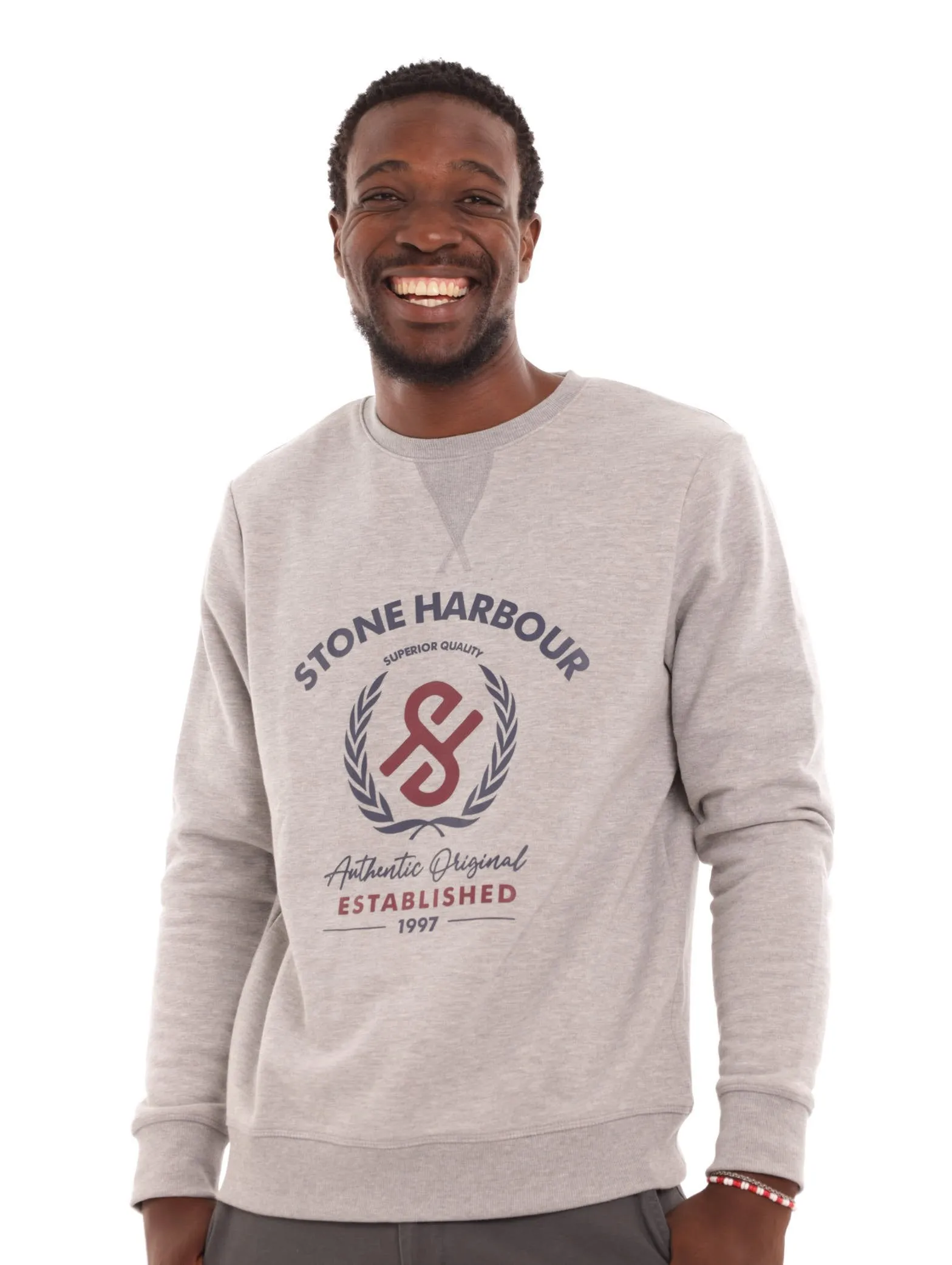 Men's Wreathe Crew Top - Grey Melange sold by Edgars