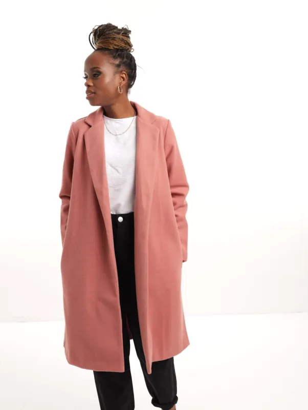 Ladies Unlined Melton Duster Jacket - Dusty Pink sold by Edgars