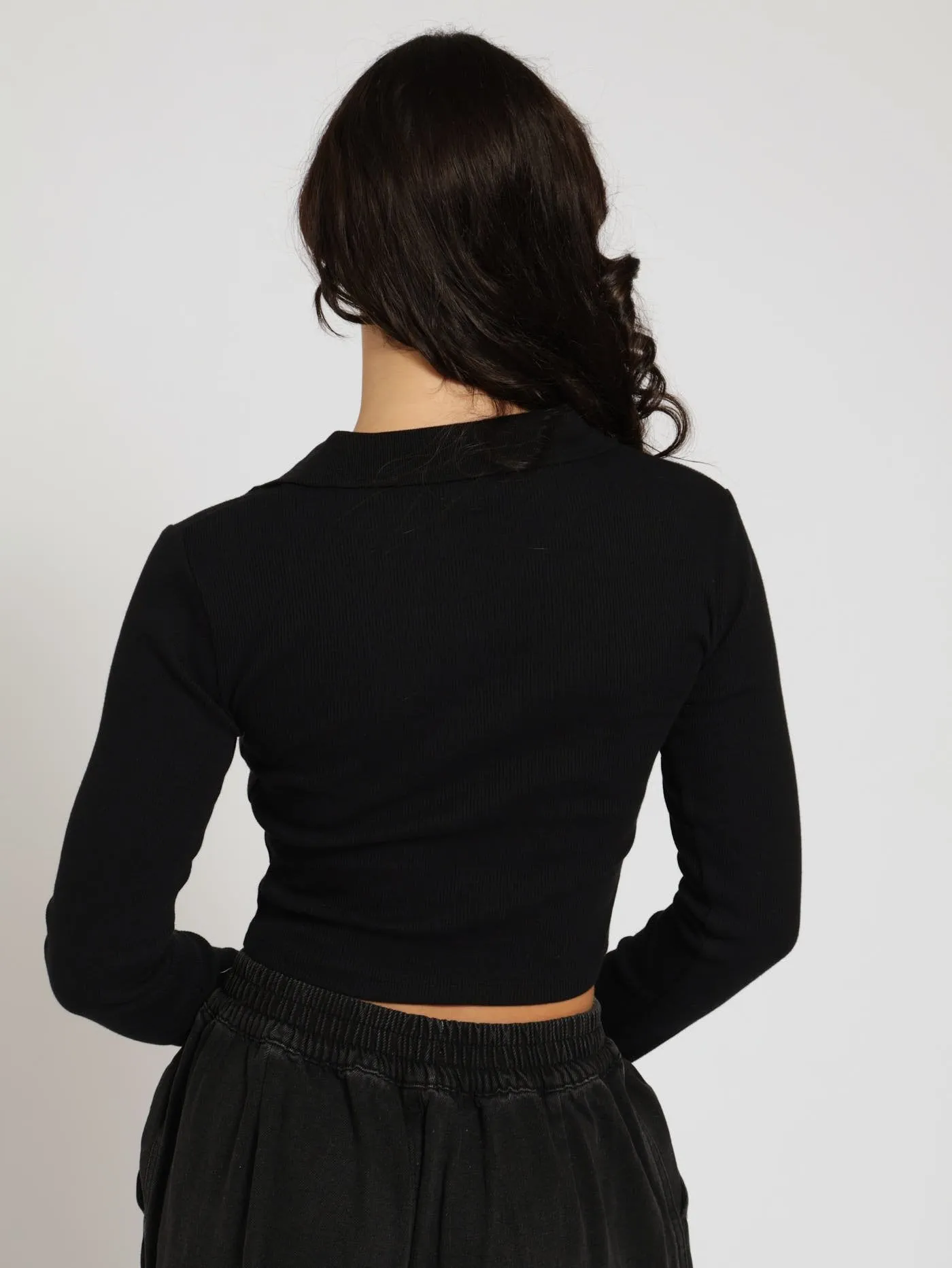 Long Sleeve Basic Collar Top - Black sold by Edgars product image thumbnail 3