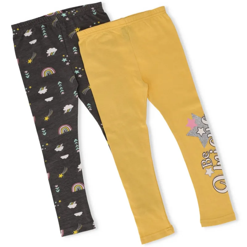 Pre-Girls Rainbow 2 Pack Leggings - Charcoal sold by Edgars