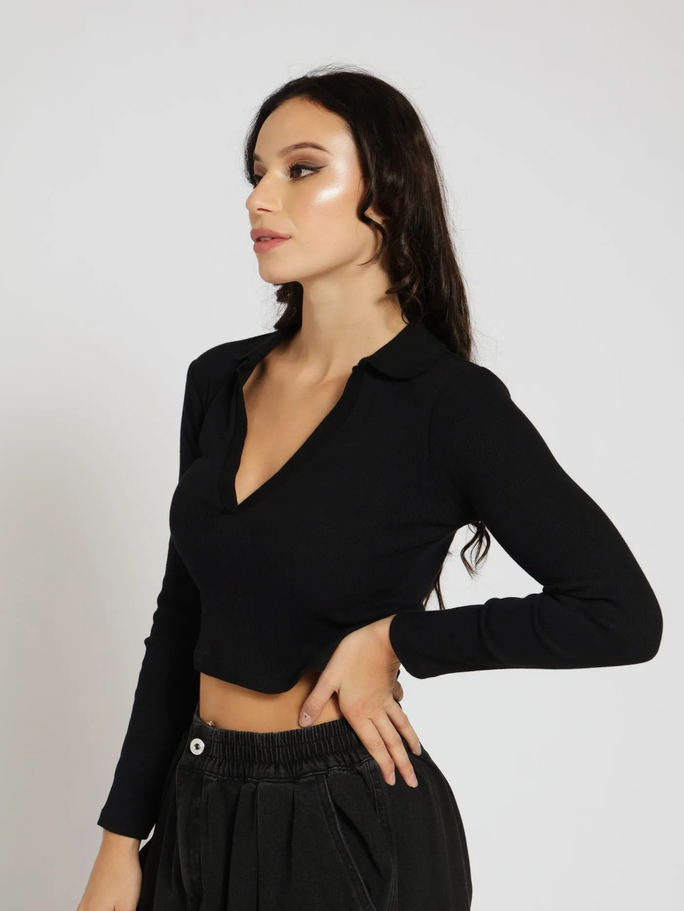 Long Sleeve Basic Collar Top - Black sold by Edgars product image thumbnail 2