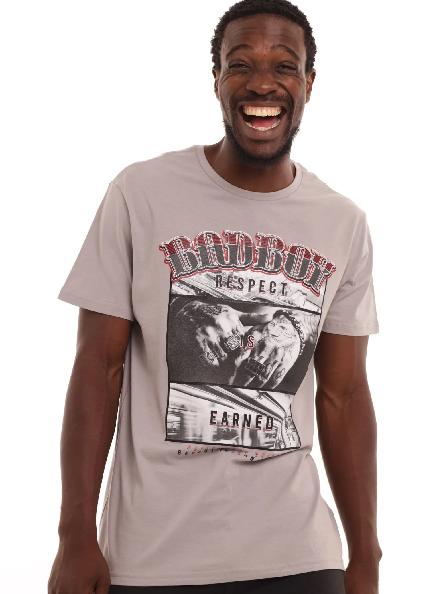 Men's Tattoo Crew Neck Short Sleeve Tee - Grey sold by Edgars