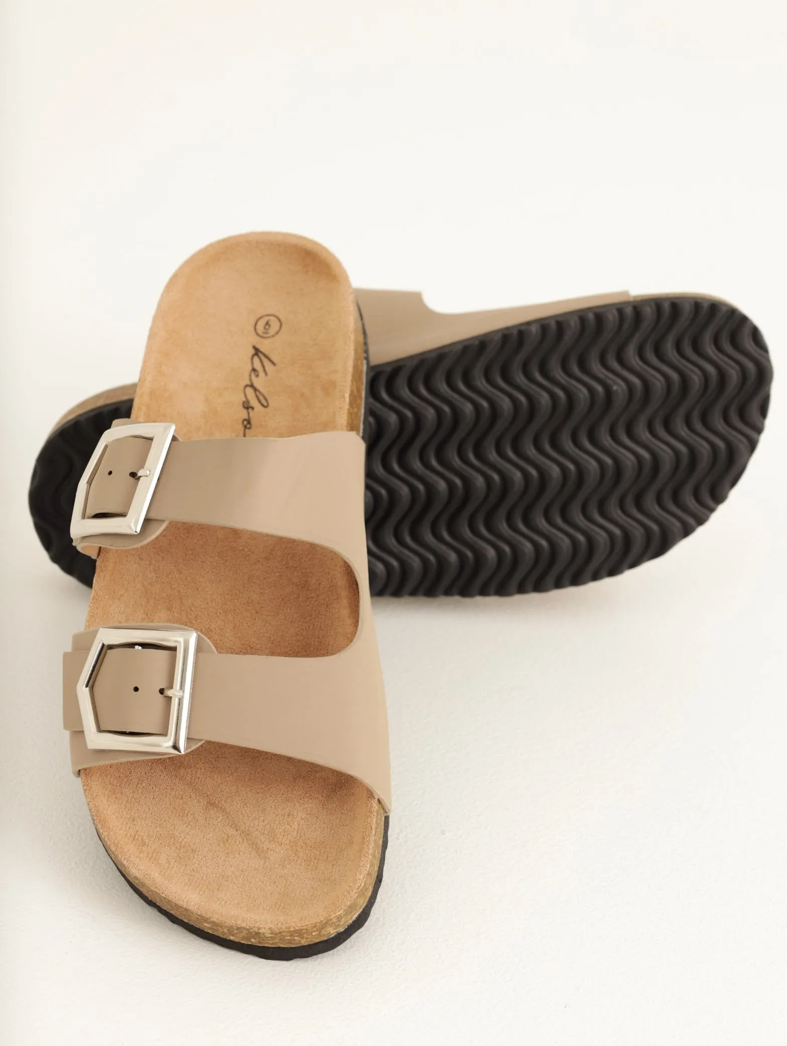 Ladies Double Pointed Buckle Sandal - Taupe sold by Edgars