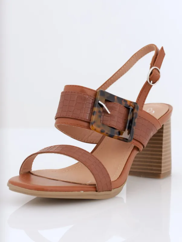 Ladies Soft Style Querida Buckle Detail Block Heel - Tan sold by Edgars