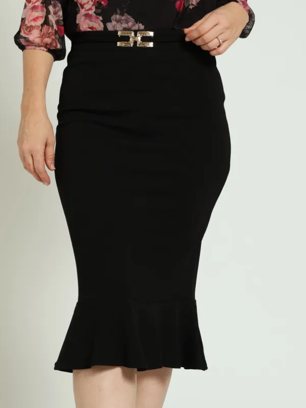 Flounce Bottom Trim Skirt - Black sold by Edgars