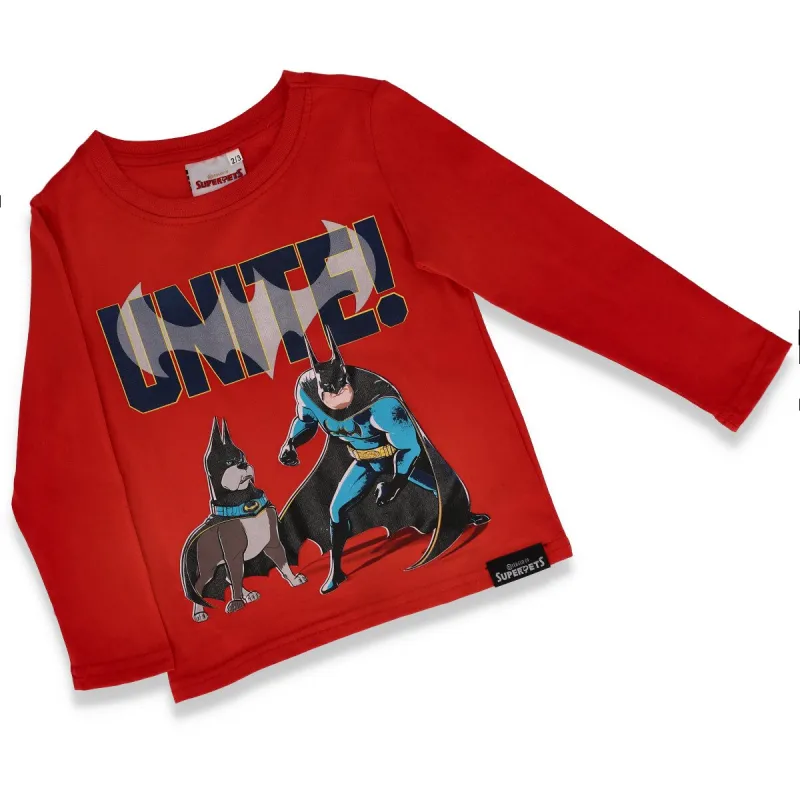 Pre-Boys Long Sleeve Super Pets Tee - Red sold by Edgars