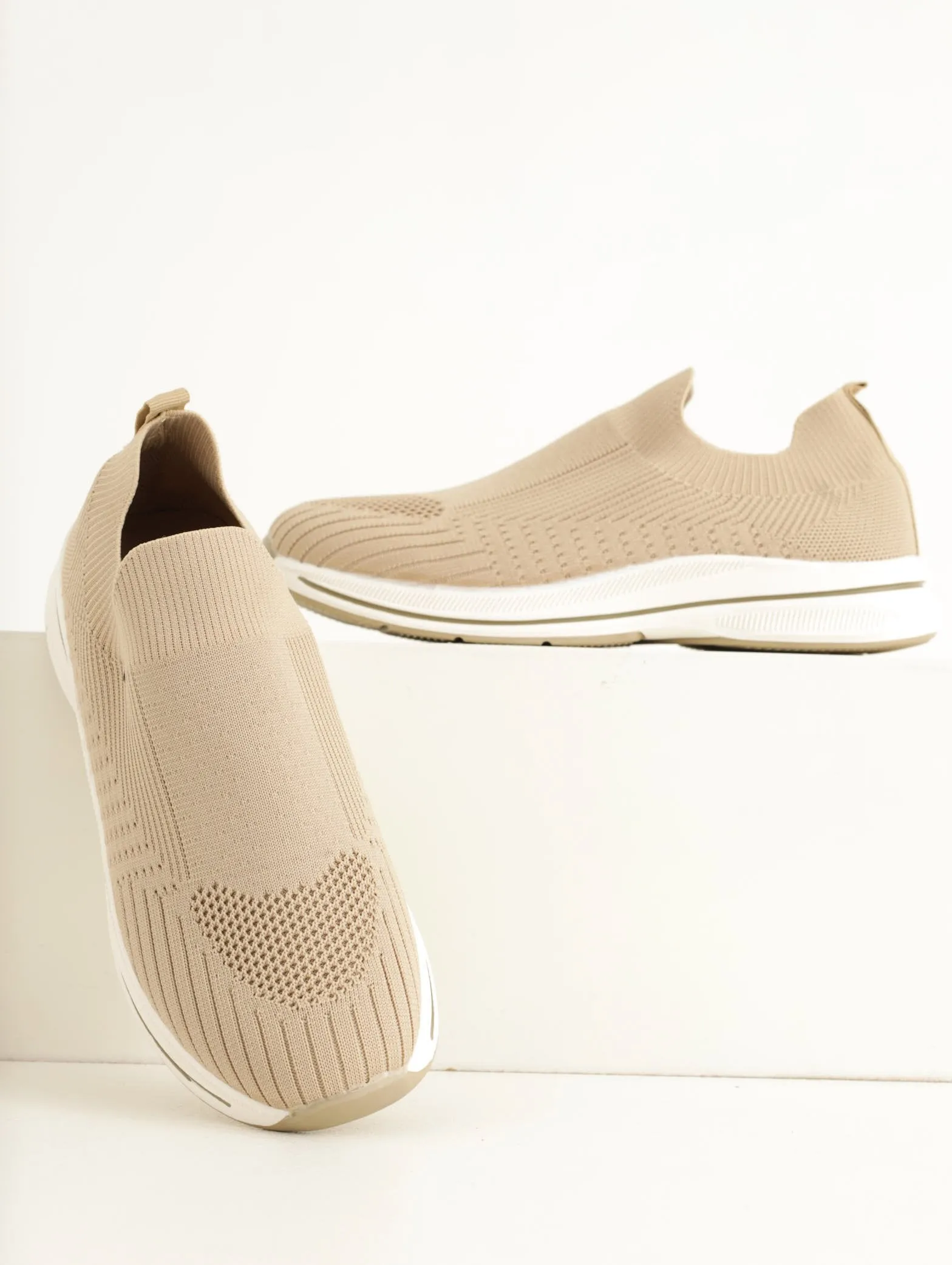 Ladies Knit Slip-On Sneaker - Oatmeal sold by Edgars
