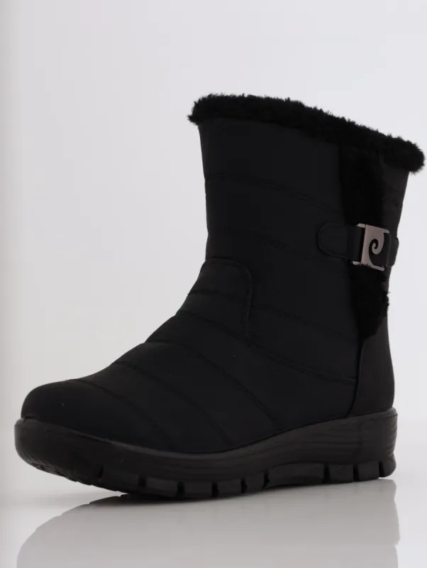 Ladies Nylon Fur Ankle Boot - Black sold by Edgars