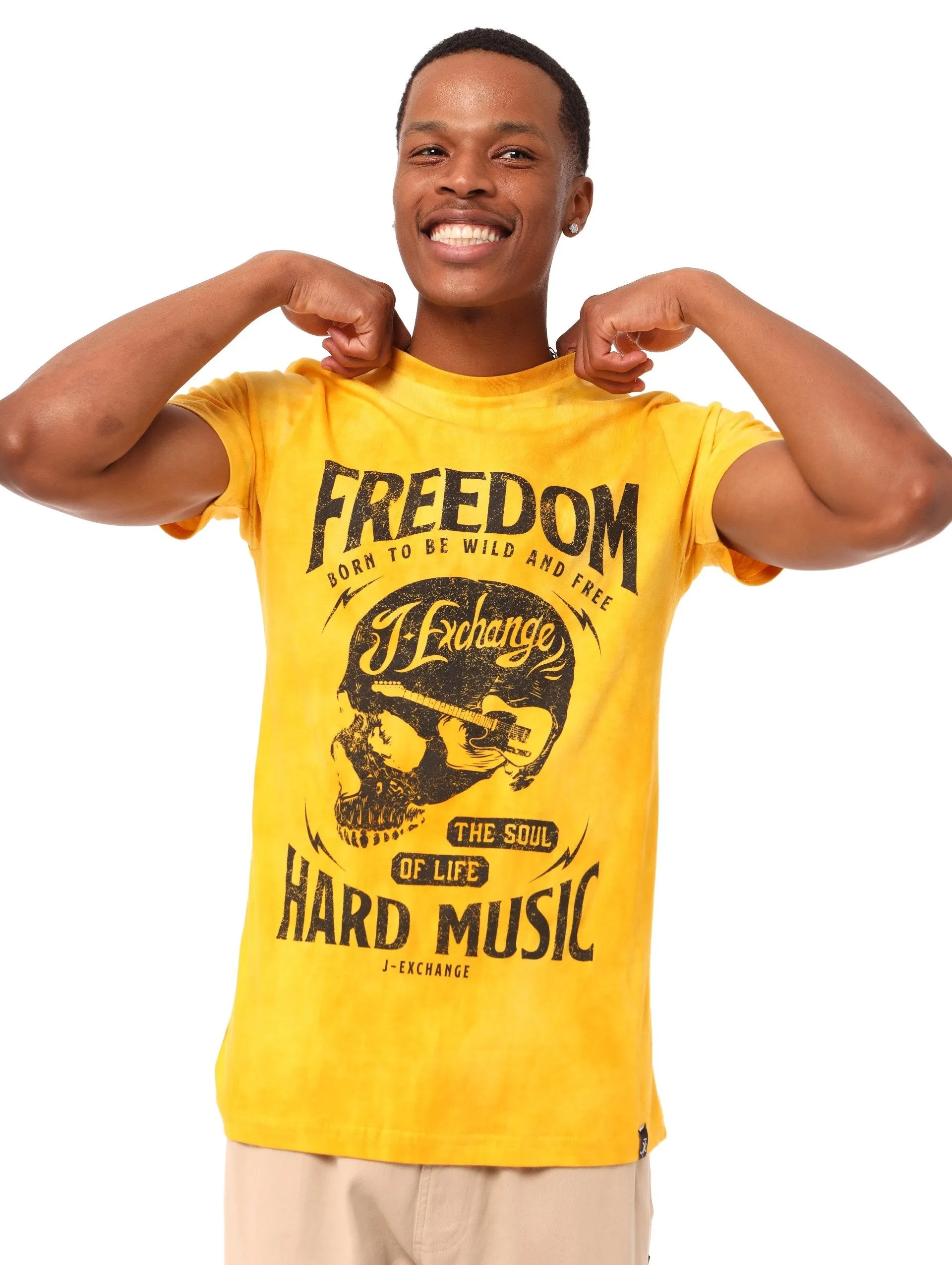 Men's Freedom Skull Spectra Tee - Yellow sold by Edgars