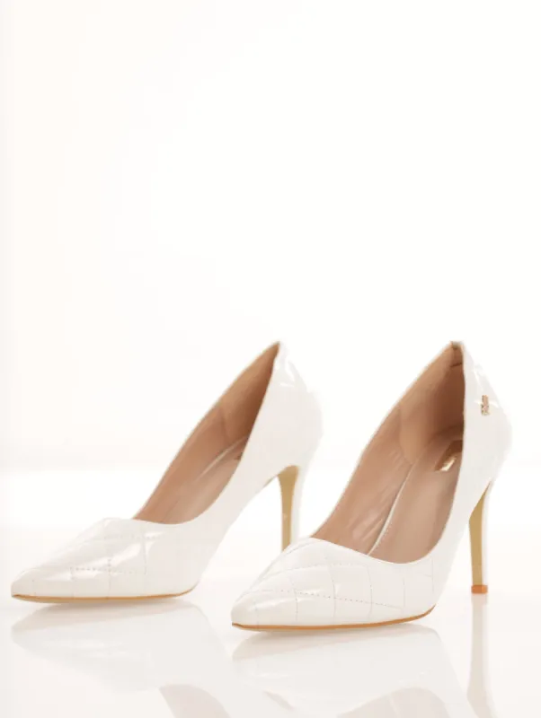 Ladies Quilted Pointed Toe Court Heel - White sold by Edgars