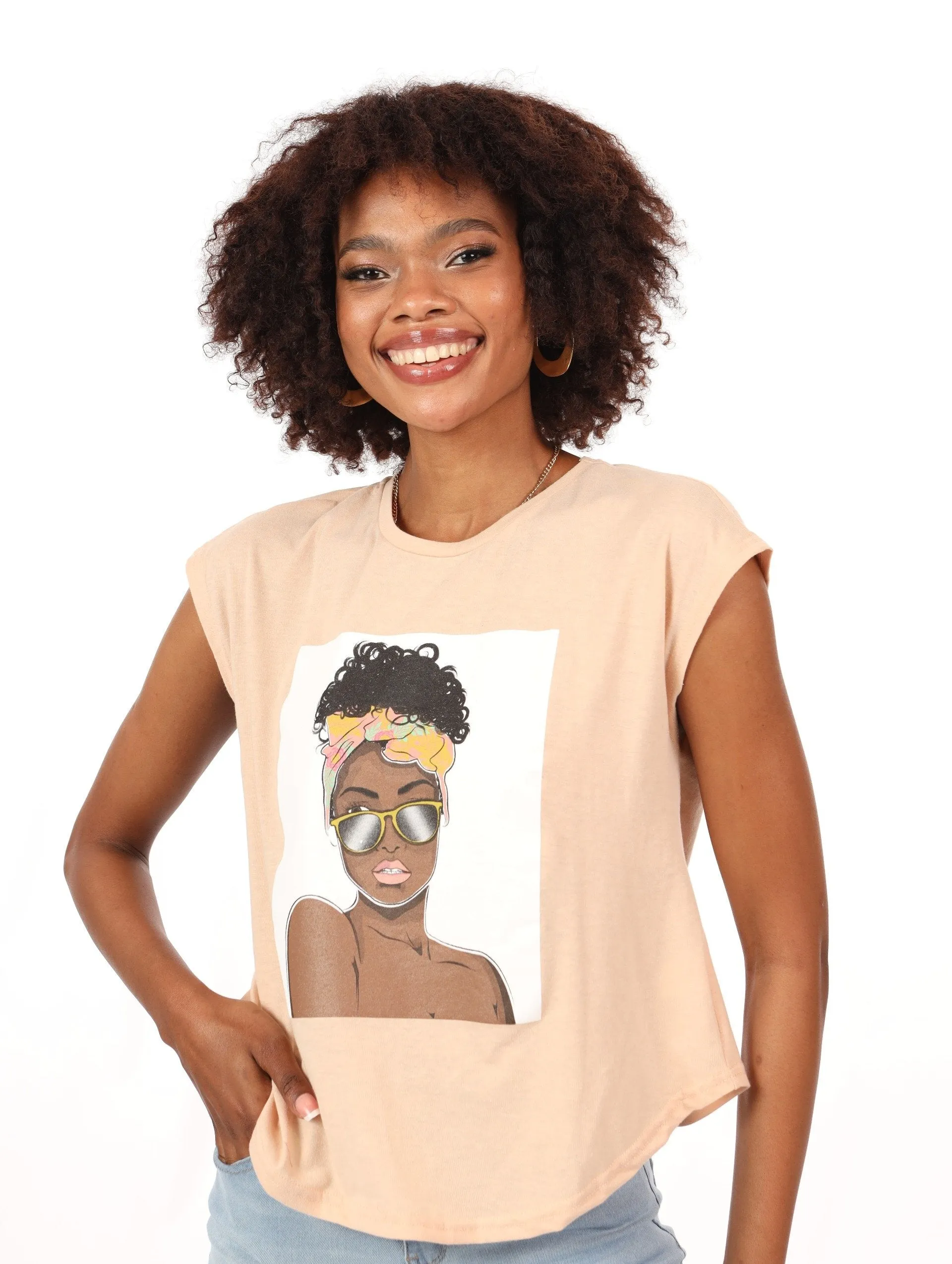 Ladies Icon Sunglass Lady Tee - Stone sold by Edgars