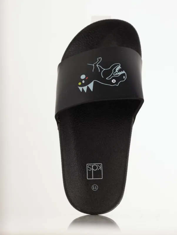 Boys Dino Print Pool Slide Sandal - Black sold by Edgars