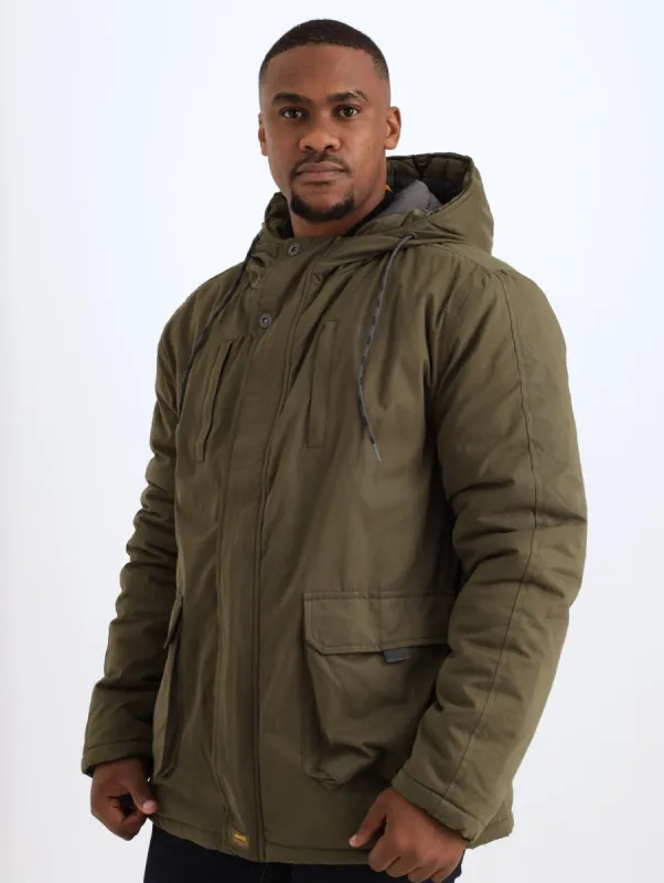 Men's Outdoor Hooded Padded Jacket - Fatigue sold by Edgars