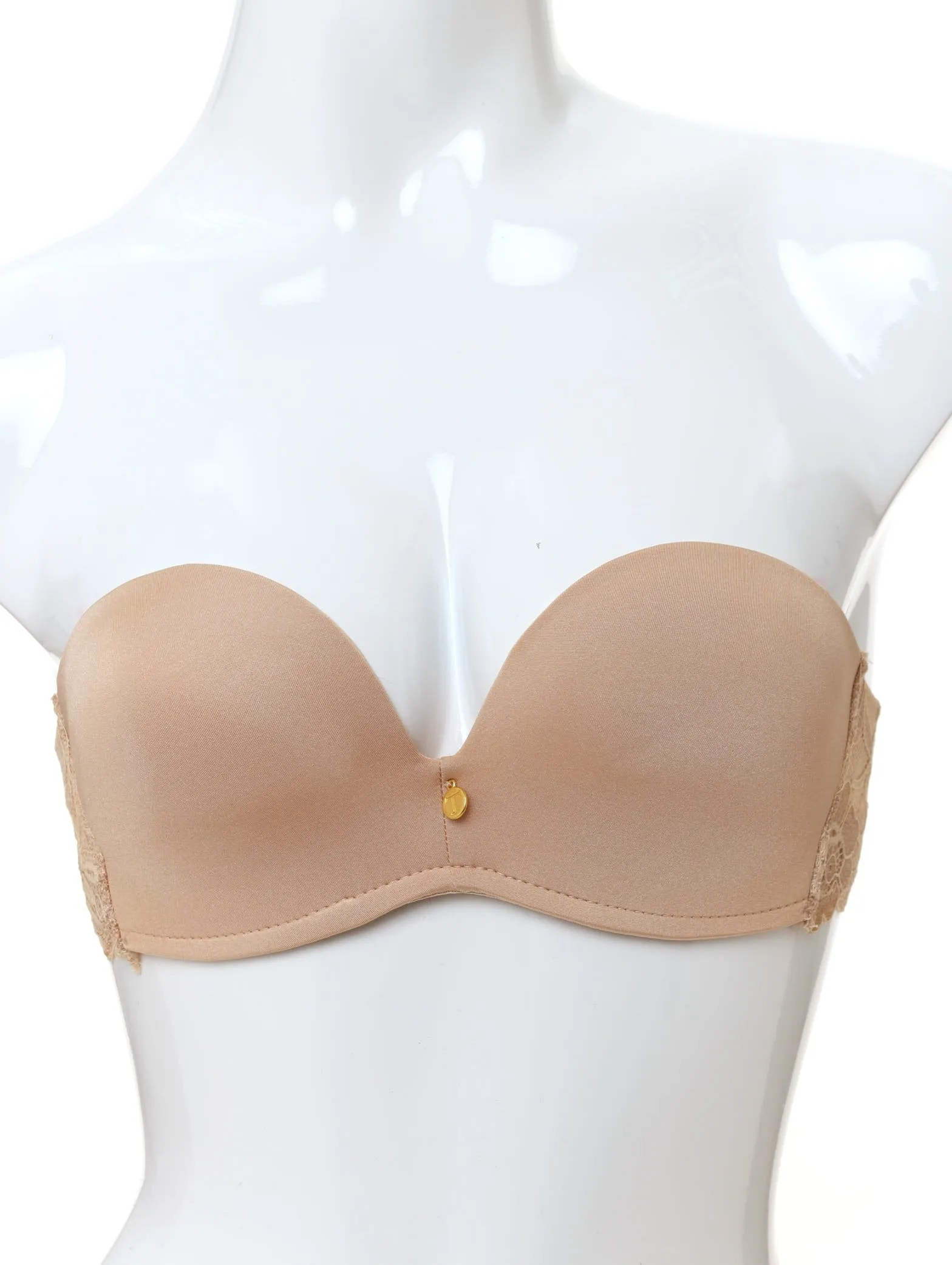 Ladies Magic Push-Up Strapless Bra With Lace - Nude sold by Edgars