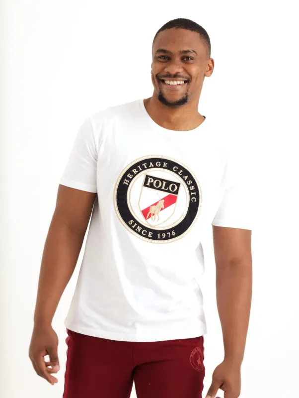 Men's Shield Emb Badge Tee - White sold by Edgars