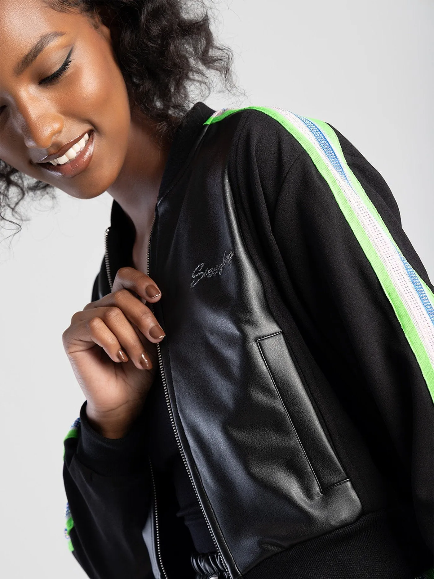 Zip Through Bomber Jacket With Tape Trim - Black sold by Edgars product image thumbnail 2