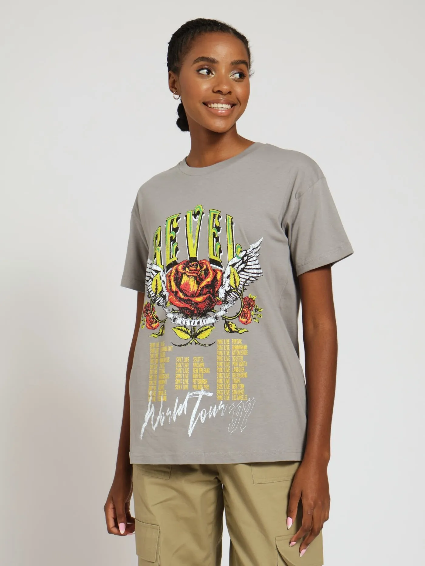 Rose Oversized Tee - Grey sold by Edgars
