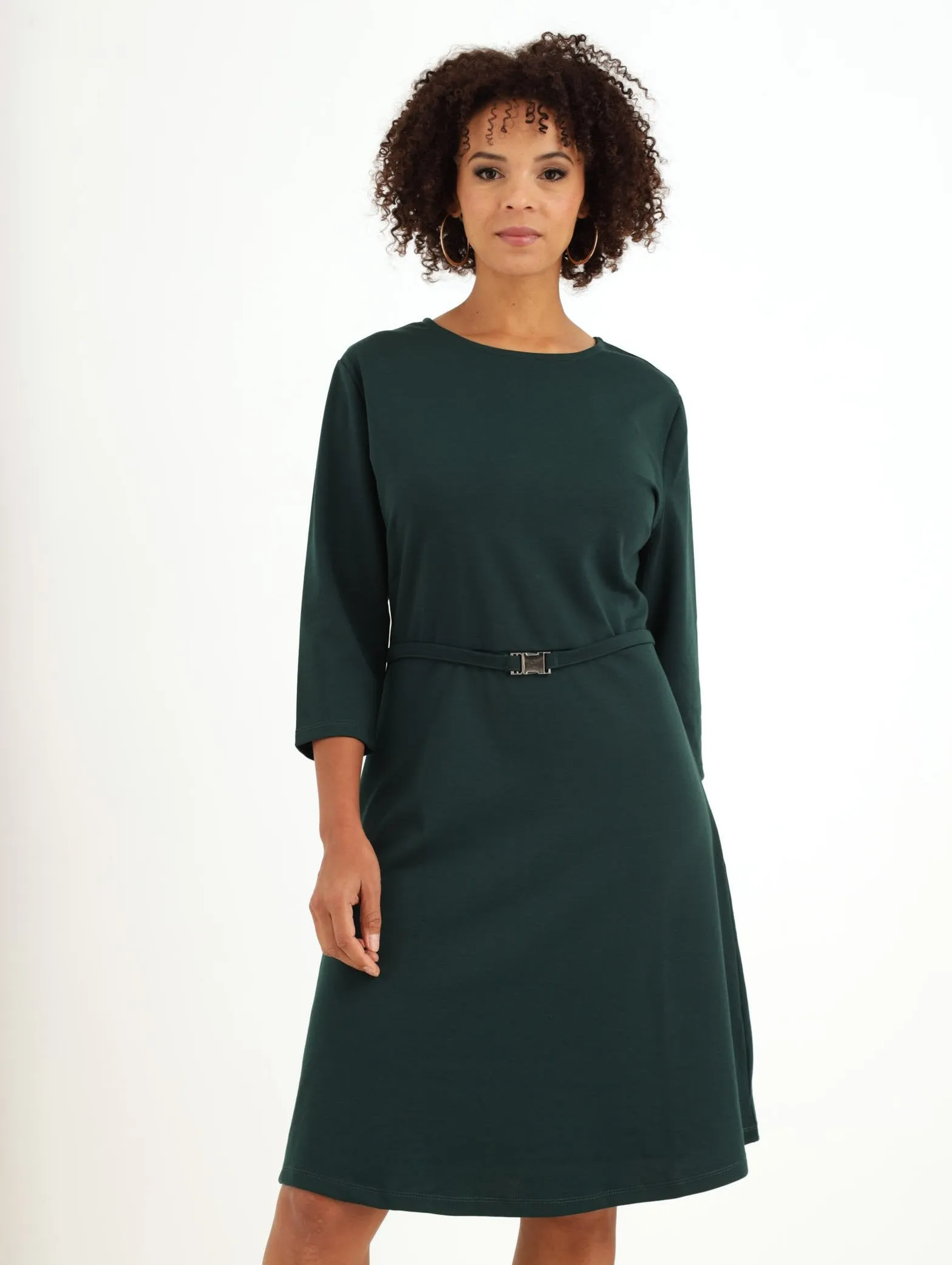 Ladies Belted A-Line Dress - Green sold by Edgars